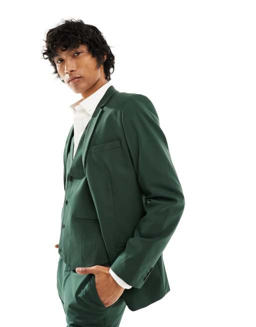 ASOS DESIGN - Skinny colbert in donkergroen