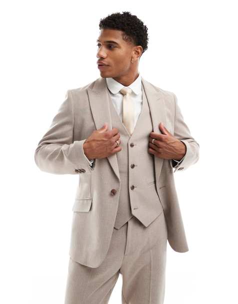ASOS DESIGN - Skinny colbert in gemêleerd beige - view 1