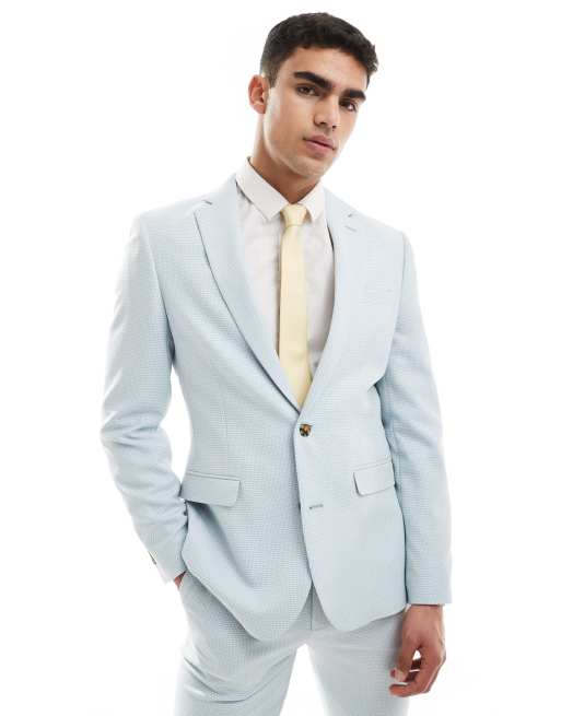 ASOS DESIGN - Skinny colbert in lichtblauw met textuur