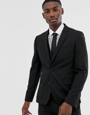 ASOS DESIGN skinny suit jacket in black Black