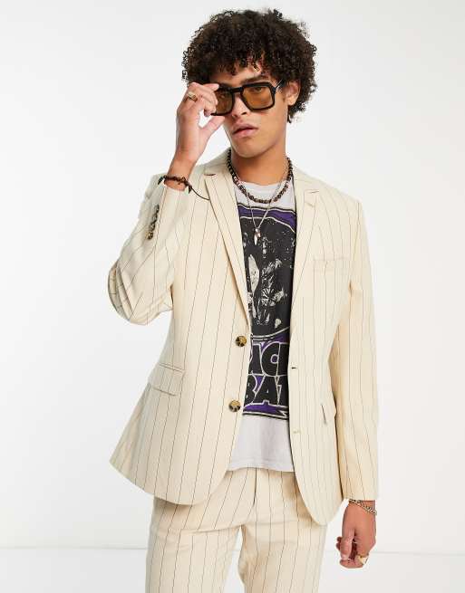 ASOS DESIGN - Skinny colbert met strepen in dezelfde tint 