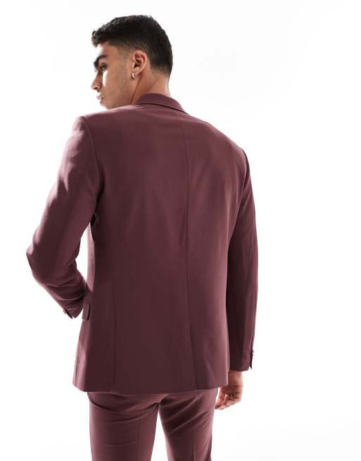 ASOS DESIGN - Skinny colbert met stretch in vier richtingen in bordeauxrood, 3 van 5