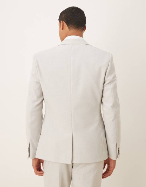 ASOS DESIGN - Skinny colbert van wolmix met visgraatmotief in lichtgrijs, 3 van 5