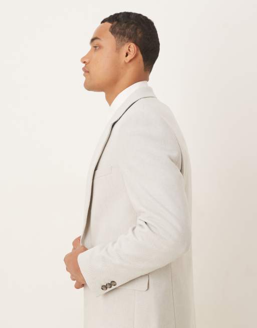 ASOS DESIGN - Skinny colbert van wolmix met visgraatmotief in lichtgrijs, 4 van 5