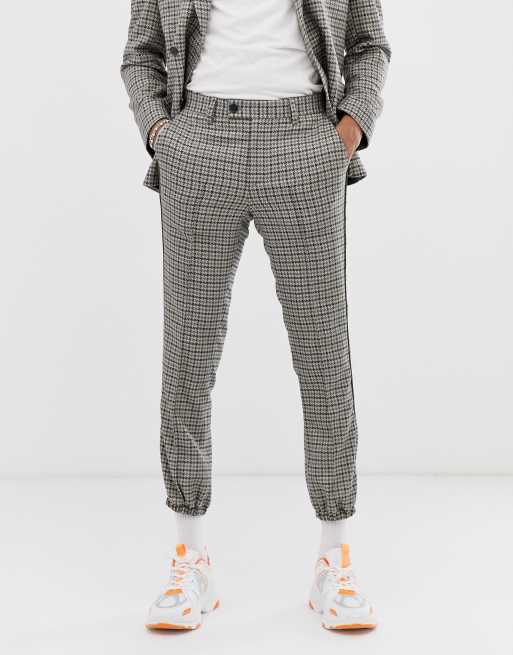 Slim Houndstooth Cotton-blend Suit Pant