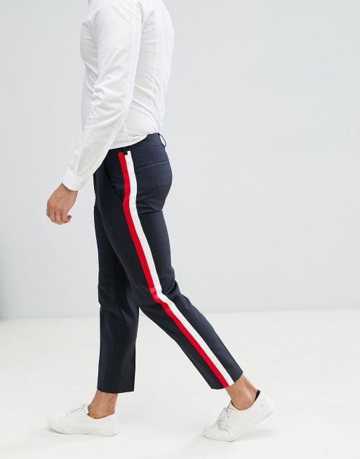 asos design skinny joggers with side stripe