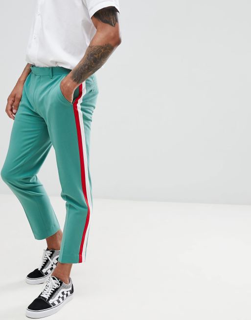 Green trousers with hot sale side stripe