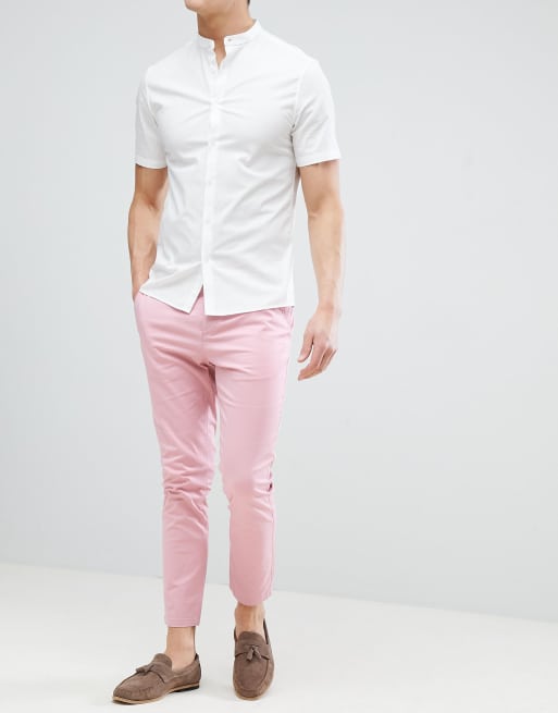 ASOS DESIGN Skinny Cropped Chinos In Pastel Pink