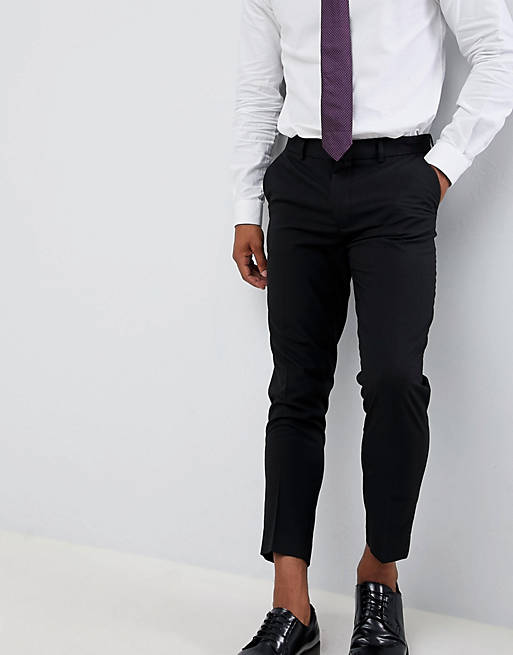 ASOS DESIGN skinny cropped smart pants in black