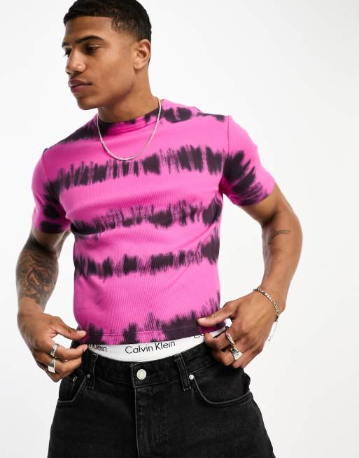 ASOS DESIGN Skinny cropped T shirt in roze tie dye ASOS