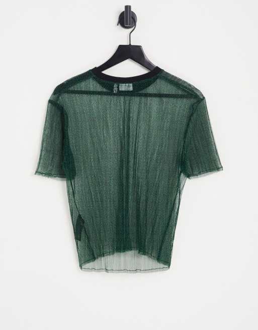 ASOS DESIGN - Skinny cropped T-shirt van plissé mesh met luipaardprint , 2 van 4