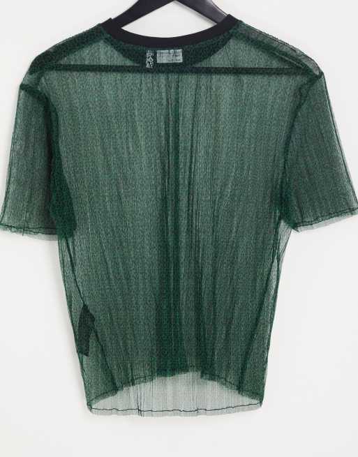 ASOS DESIGN - Skinny cropped T-shirt van plissé mesh met luipaardprint , 4 van 4