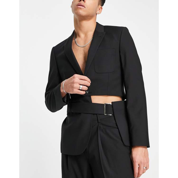 ASOS DESIGN skinny cut out suit jacket in black