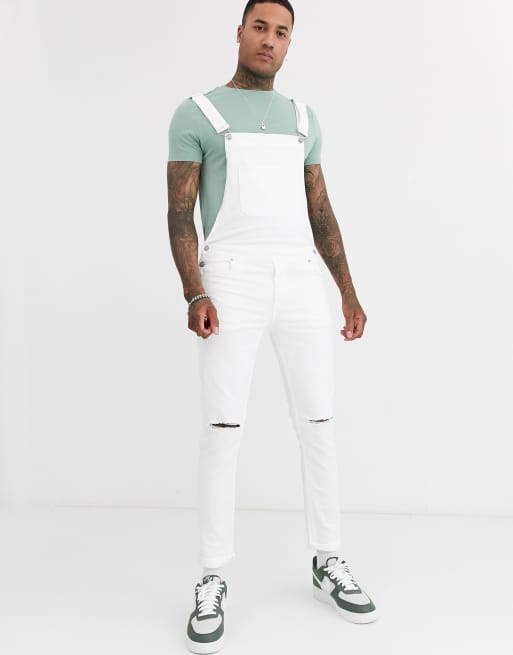 White skinny jean hot sale overalls