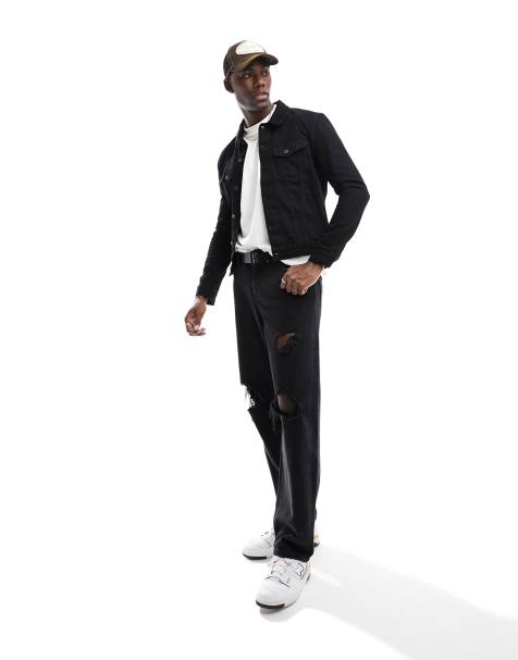 ASOS DESIGN skinny denim jacket in black - view 1