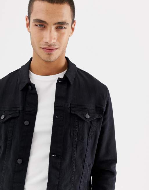 ASOS DESIGN skinny denim jacket in black ASOS