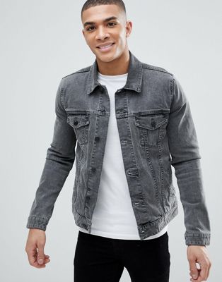 ASOS DESIGN skinny denim jacket in gray 