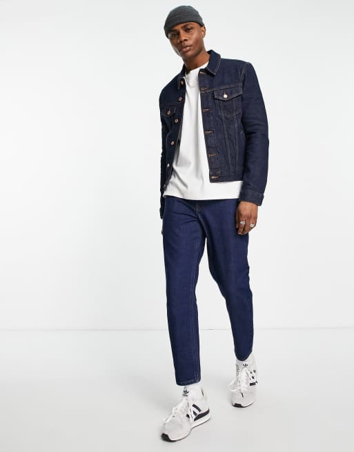 Outfit with dark blue sales denim jacket