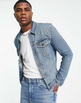 ASOS DESIGN skinny denim jacket in tinted mid wash | ASOS