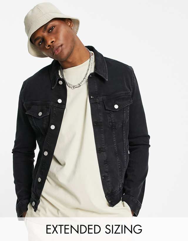 ASOS DESIGN skinny denim jacket in washed black