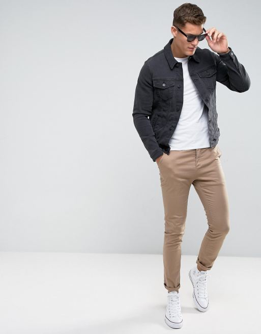 Denim jacket with clearance chinos