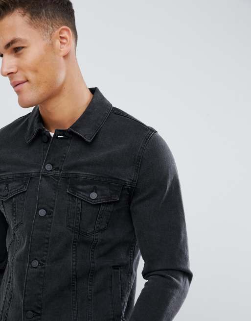 Thin black deals denim jacket