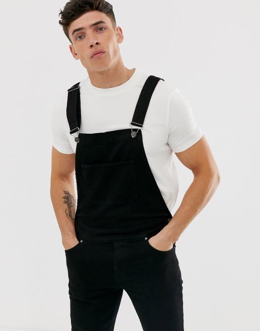 ASOS DESIGN skinny denim overalls in black