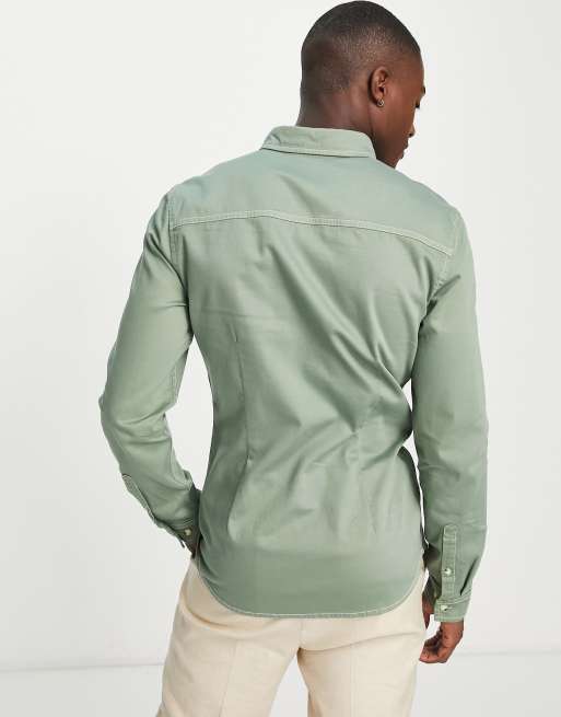 ASOS DESIGN - Skinny denim overhemd in saliegroen, 2 van 4