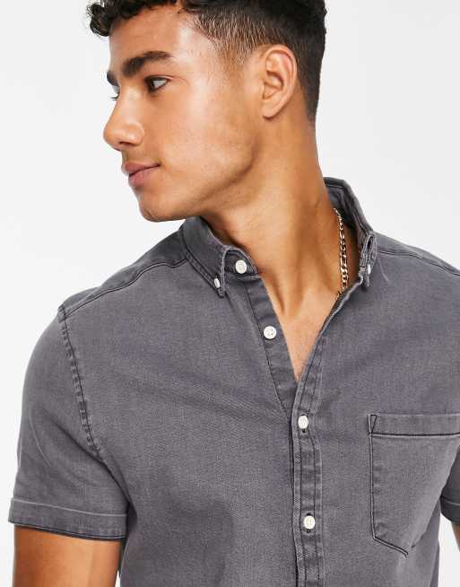 Asos Denim Shirt In Short Sleeve With Mid Wash, $15, Asos