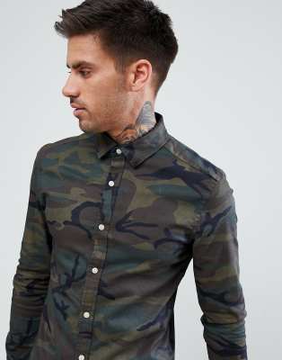 camo denim shirt mens