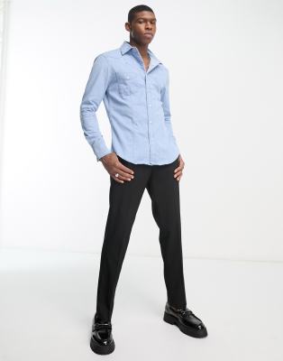 dress shirt and skinny jeans
