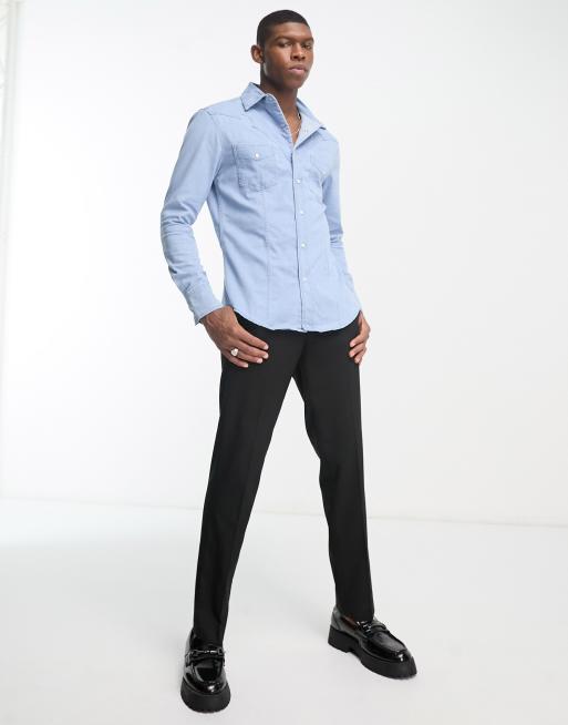 Mens denim 2024 shirt asos