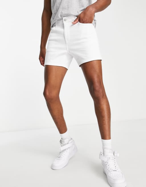 ASOS DESIGN skinny denim short in white