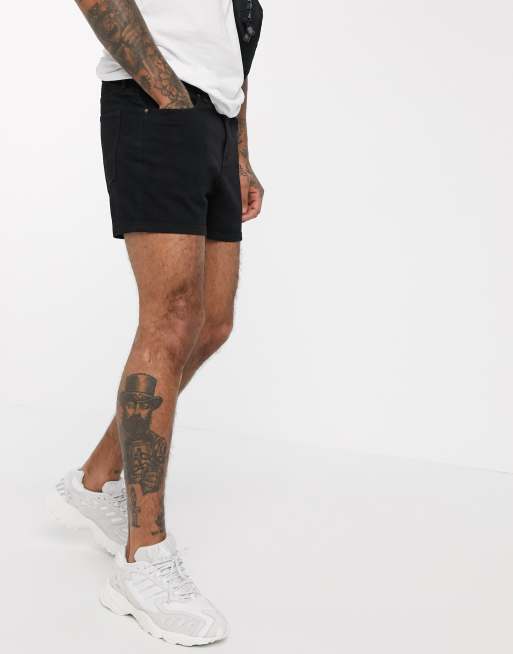 ASOS DESIGN skinny denim shorts in black in shorter length, 4 of 4