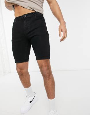 skinny black jean shorts