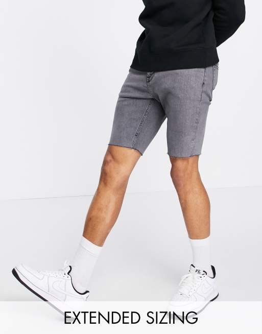 ASOS DESIGN skinny denim shorts in grey with raw hem | ASOS