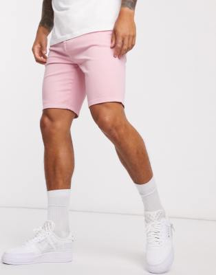 mens pink jean shorts