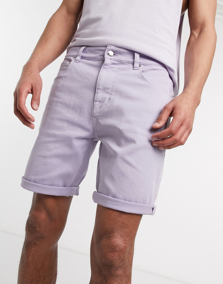 ASOS DESIGN skinny denim shorts in lilac-Purple