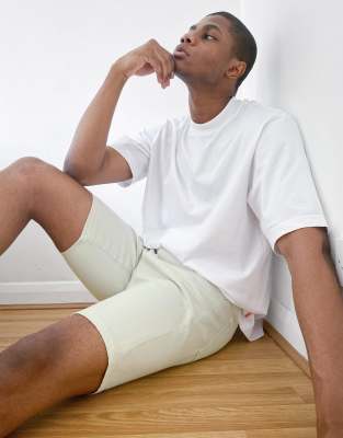 mint green denim shorts