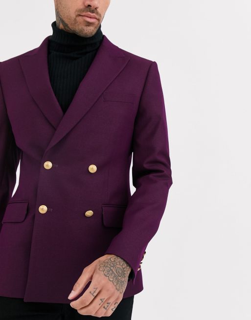 Asos Slim Fit Double Breasted Blazer With Gold Buttons, $117, Asos