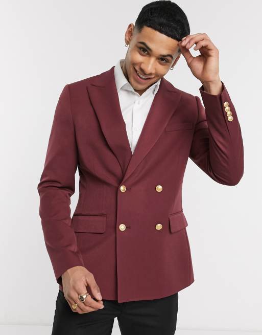 Double breasted suit on sale burgundy