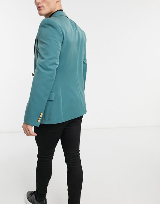 Asos Slim Fit Double Breasted Blazer With Gold Buttons, $117