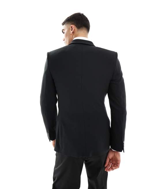 ASOS DESIGN - Skinny double-breasted colbert in zwart, 4 van 5