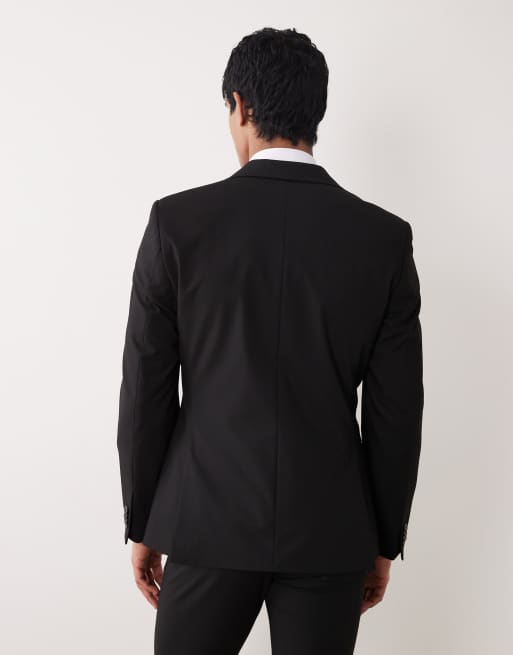 ASOS DESIGN - Skinny double-breasted colbert in zwarte keperstof, 5 van 5