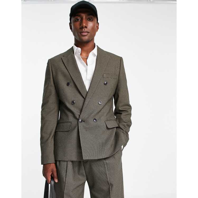 ASOS DESIGN skinny double breasted suit jacket in sage green