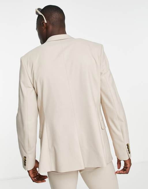 ASOS DESIGN skinny double breasted suit jacket in stone, 2 of 4
