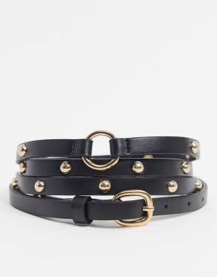 Axel Double Skinny Belt - Black