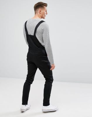 mens black skinny dungarees