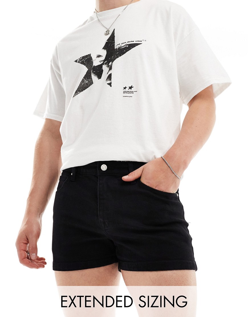 ASOS DESIGN skinny extreme shorter length shorts in black