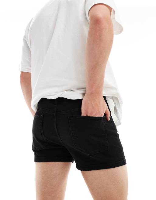 ASOS DESIGN skinny extreme shorter length shorts in black, 4 of 5